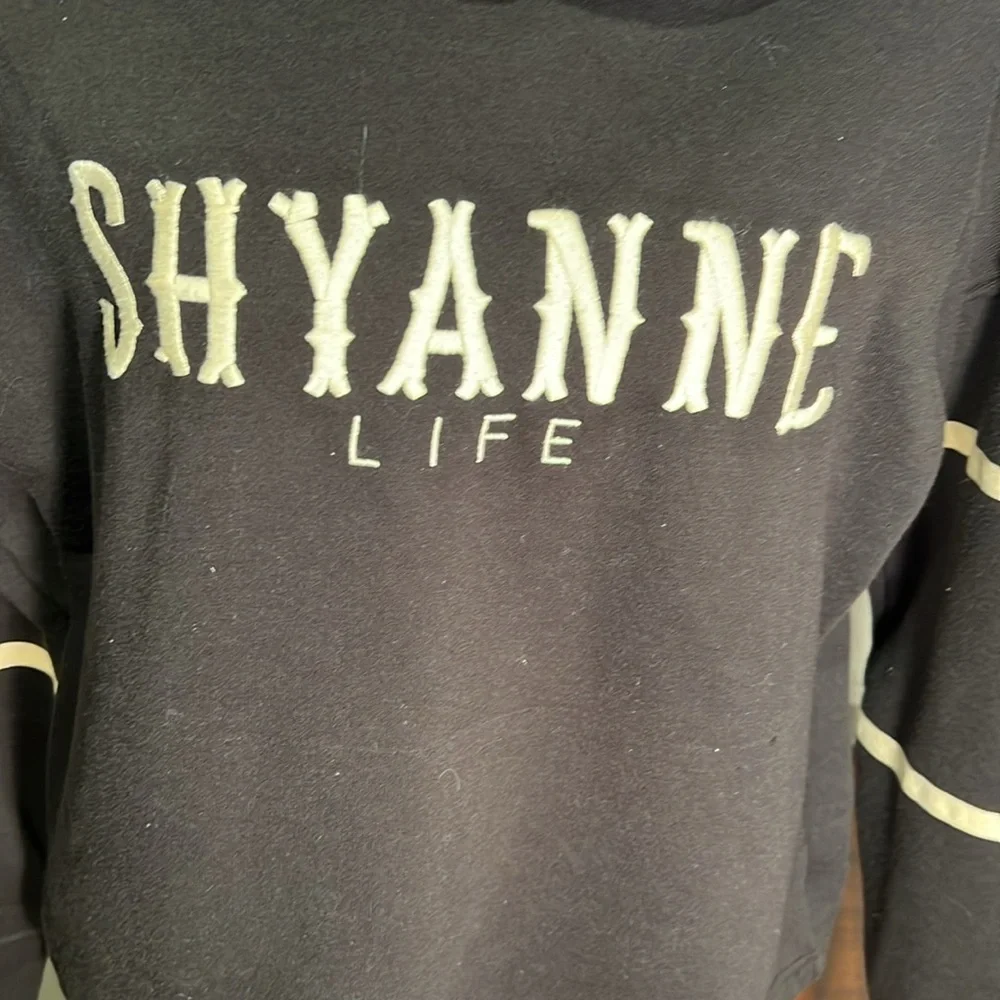 SHYANNE LIFE, Large black, and white hoodie, long sleeve GUC - Picture 3 of 5